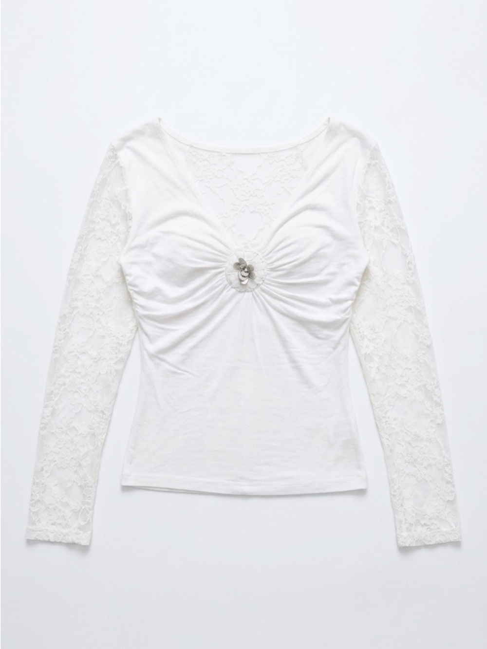 ANIKA Elegant White Lace Long Sleeve Top